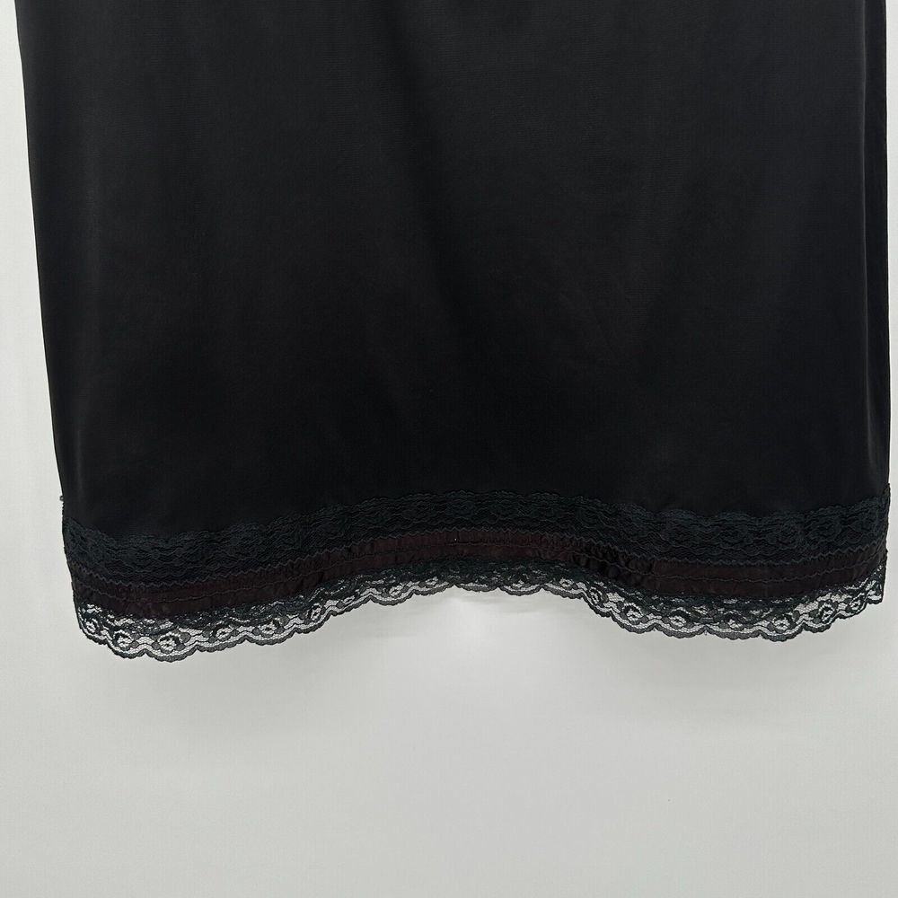Vintage‎ Black Midi Slip Dress 39" Bust L XL Silky Stretch Adjustable Whimsigoth - Picture 6 of 8